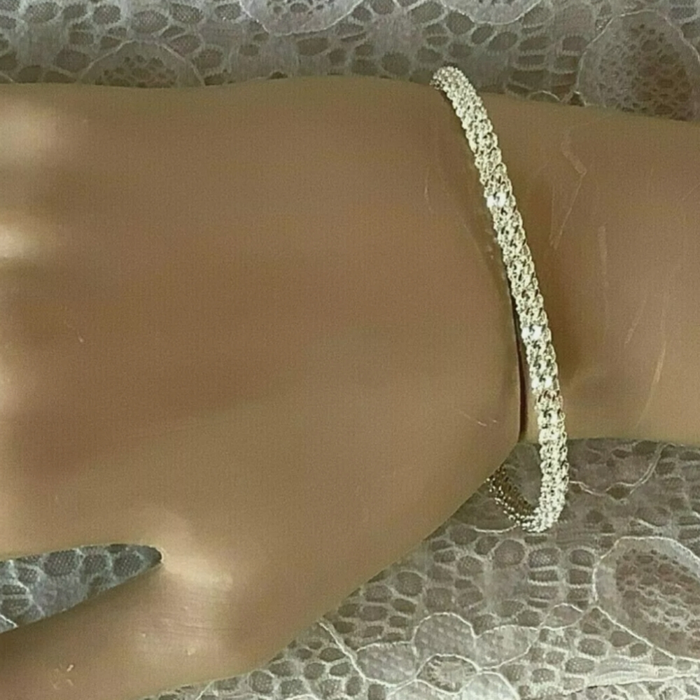 Sterling Silver Diamond Cut Bracelet 7 1/8"